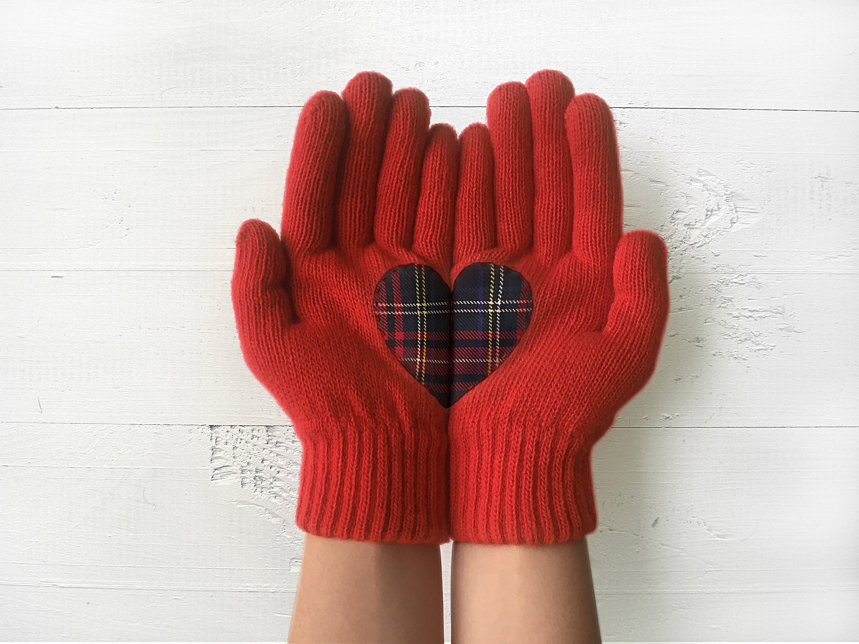 Frauen Handschuhe Wolle Handschuhe Weihnachten Herz rot Frauen Etsy