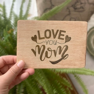 Love You Mom Wood Card, Plywood Mother's Day Card, Greeting Card for Mom, Unique Mother's Day Gift, Personalized Gift for Mom, Birthday Card image 7
