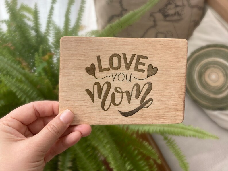 Love You Mom Wood Card, Plywood Mother's Day Card, Greeting Card for Mom, Unique Mother's Day Gift, Personalized Gift for Mom, Birthday Card image 7