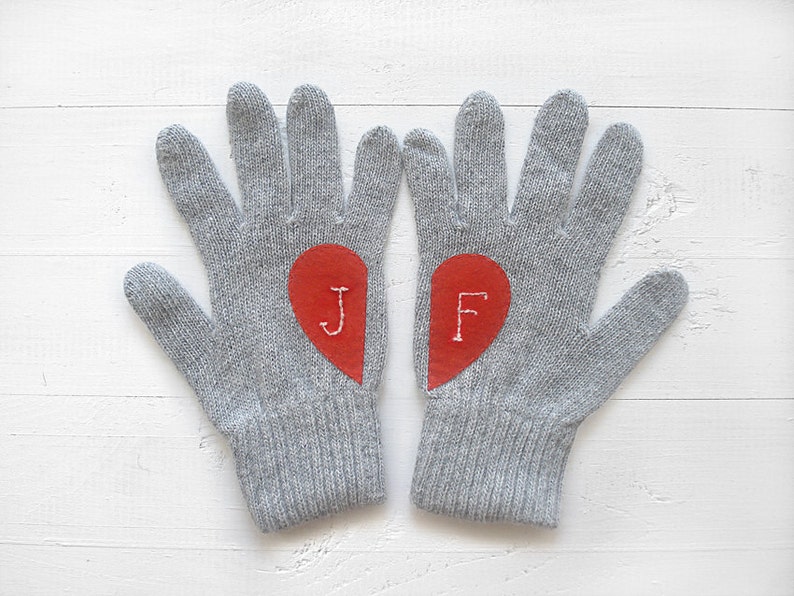 Customized Heart Gloves, Custom Mittens Women, Personalized Gift For Mom, Unisex Mittens, Personalized Teacher Appreciation Gift image 2