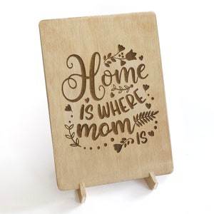 Home Is Where Mom Is Wood Card, Personalized Gift For Mom, Plywood Greeting Card, Mothers Day Celebration Card, Personalized Keepsake