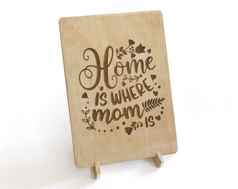 Home Is Where Mom Is Wood Card, Personalized Gift For Mom, Plywood Greeting Card, Mothers Day Celebration Card, Personalized Keepsake