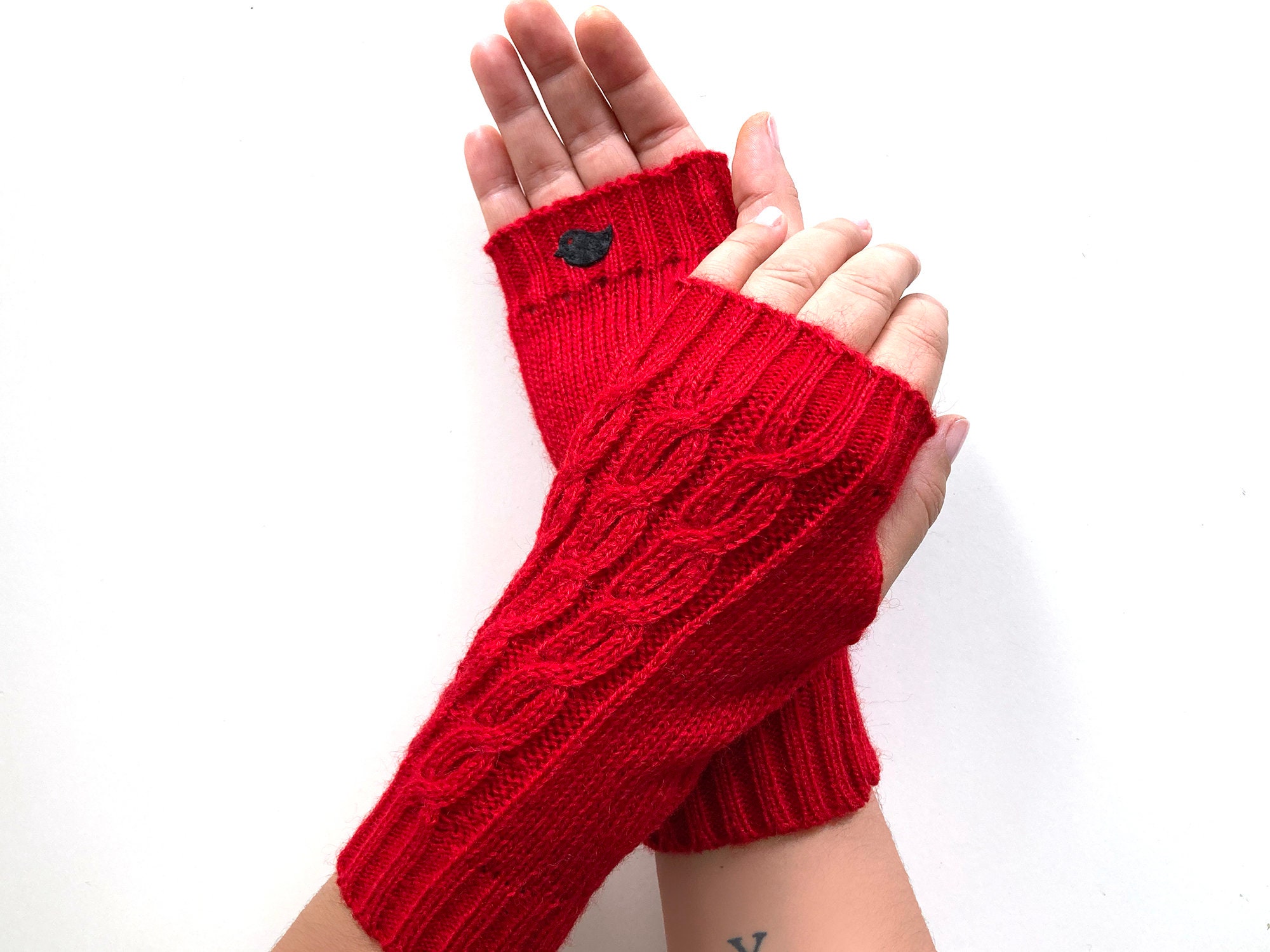 Guanti Invernali Senza Dita A Maglia Con Ricamo Gatto: Eleganti, Caldi, Traspiranti E Touchscreen! Per Donne E Ragazze