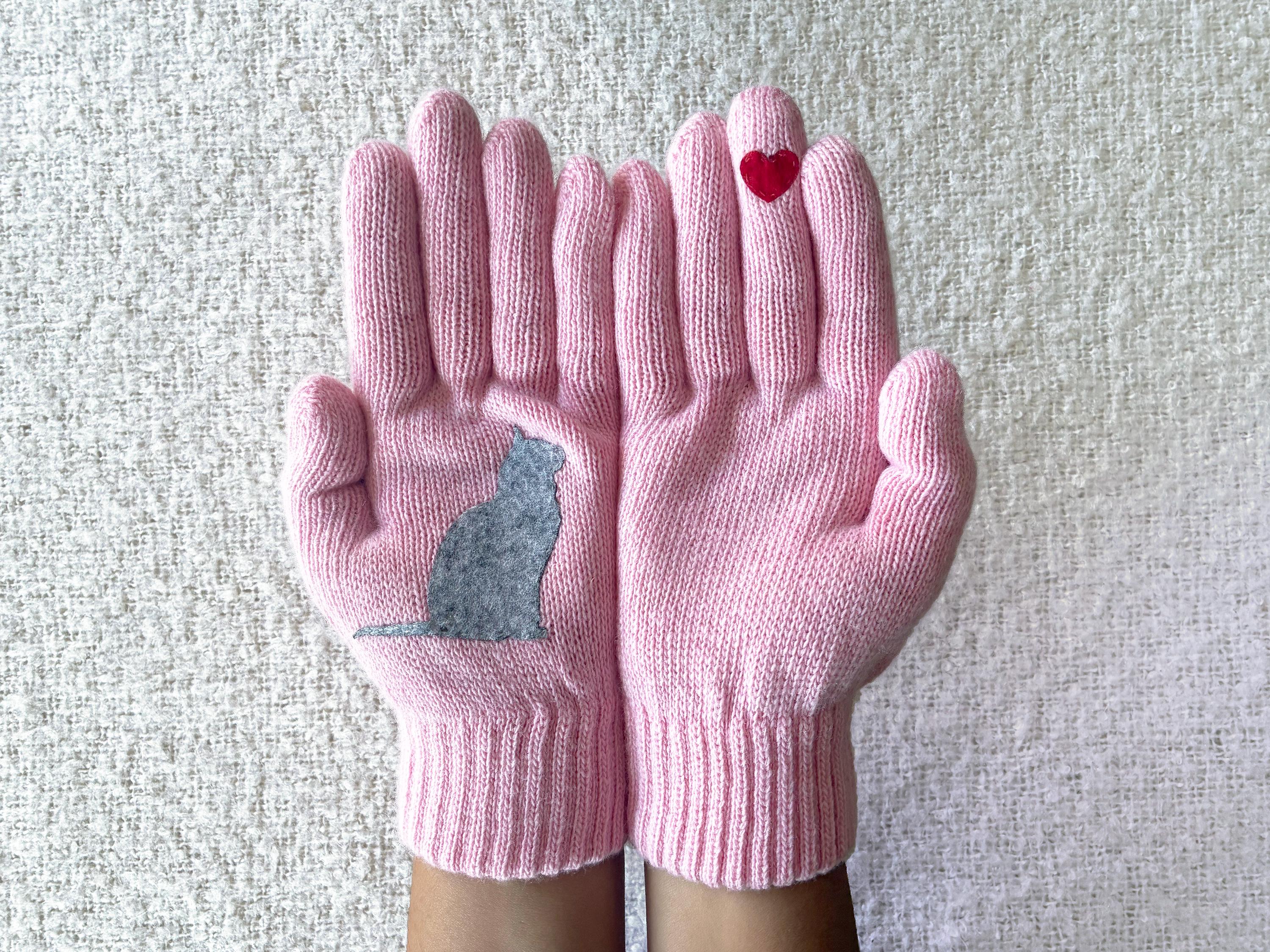 Guanti Senza Dita Invernali Ricamati Con Gatto – Caldi E Alla Moda Per Donne E Amanti Dei Felini