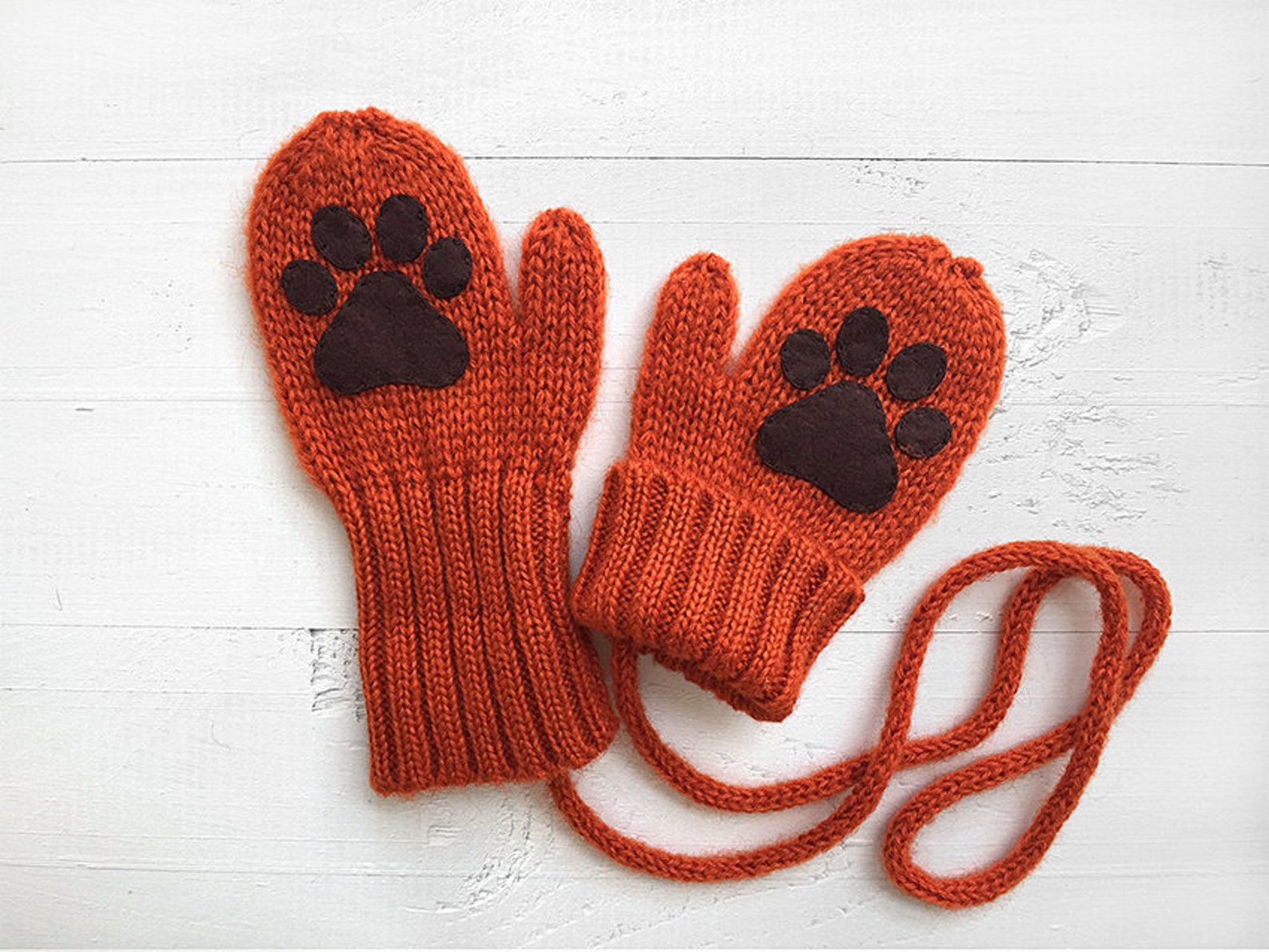 Paw Mitten Kids Gloves Dog Paws Gloves Mitten With Strings Etsy