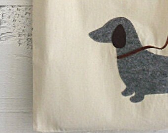 Dachshund Dog Canvas Tote Bag - 15.8x15 Inches, Reusable Grocery Bag, Dachshund Lover Gift, Travel & Shopping Tote