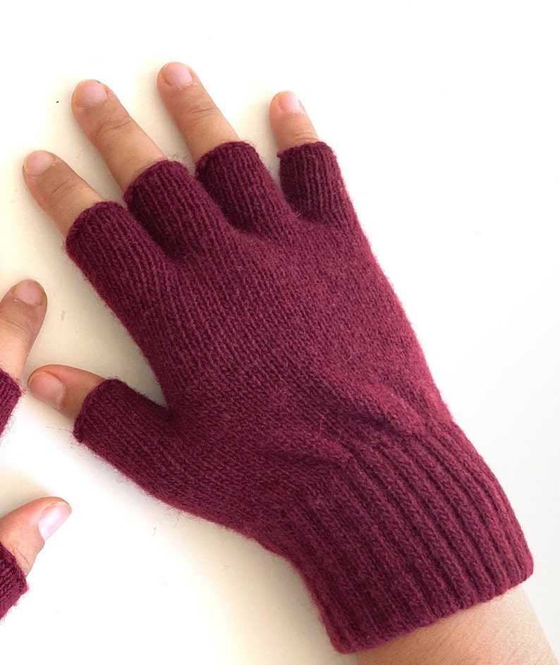 Fingerless Heart Gloves, Women Burgundy Mittens, Valentines Day Gift For Her, Handmade Heart Mittens, Unique Gift Idea, Valentine Clothing image 10