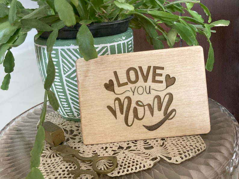 Love You Mom Wood Card, Plywood Mother's Day Card, Greeting Card for Mom, Unique Mother's Day Gift, Personalized Gift for Mom, Birthday Card image 9