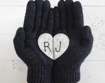 Guantes con iniciales personalizadas en forma de corazón, artículos para Halloween, regalos con monograma