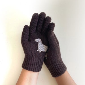 Women Dog Gloves, Dachshund Gift, Animal Mittens, Handmade Item, Wiener Dog Gift, Valentine Day Gift, Winter Clothing, Valentine Accessories image 2