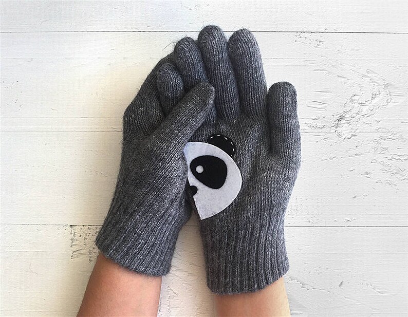 Panda Gifts, Animal Gloves, Women Mittens, Handmade Panda Gift, Valentine Clothing, Knitwear Woman, Winter Clothing, Unique Accessories image 6