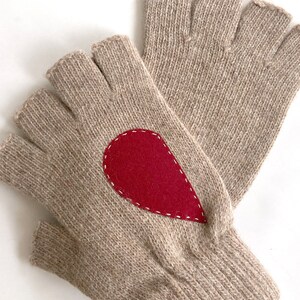 Women Heart Gloves, Unique Fingerless Mittens, Handmade Winter Accessories, Gift for Girlfriend, Texting Glove with Heart, Cold Weather Gift image 7