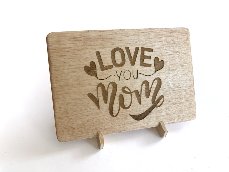 Love You Mom Wood Card, Plywood Mother's Day Card, Greeting Card for Mom, Unique Mother's Day Gift, Personalized Gift for Mom, Birthday Card image 4