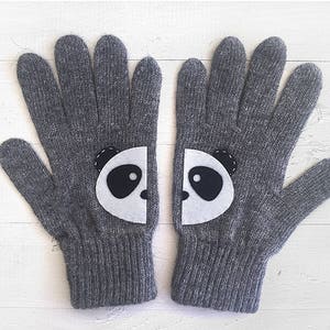 Panda Gifts, Animal Gloves, Women Mittens, Handmade Panda Gift, Valentine Clothing, Knitwear Woman, Winter Clothing, Unique Accessories image 2