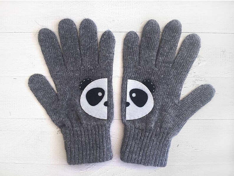 Panda Gifts, Animal Gloves, Women Mittens, Handmade Panda Gift, Valentine Clothing, Knitwear Woman, Winter Clothing, Unique Accessories image 2