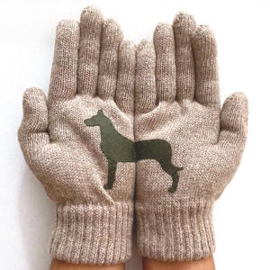 Cozy Winter Gloves with Great Dane in the Palm, Valentines Gift For Her, Handmade Dog Mittens, Dog Parent Clothing, Winter Birthday Gift