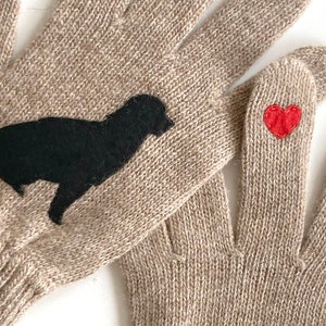 Winter Gloves with Dog and Heart, Gift For Dog Lover, Puppy Owner Accessories, Dogs Parent Clothing, Woman Dog Mittens, Pet Memorial Gift image 7