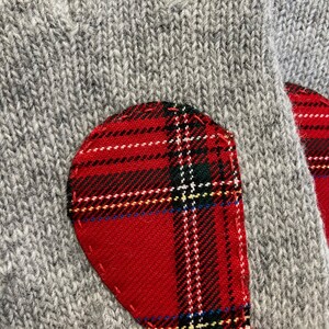 Women Fingerless Gloves, Gray Mittens with Tartan Heart, Accessories For Mom, Handmade Grandma Gift, Unique Spring Clothing, Texting Gloves image 10