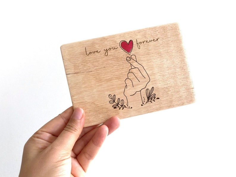 Love You Forever Wood Card, Plywood Card for Mom, New Mom Gift, Mothers Day Card, Personalized Package, Greeting Card, Unique Birthday Card image 1