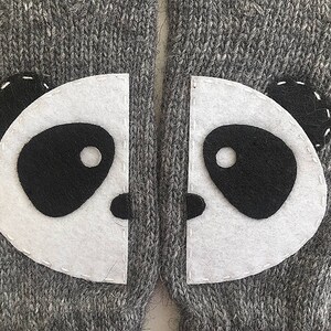 Panda Gifts, Animal Gloves, Women Mittens, Handmade Panda Gift, Valentine Clothing, Knitwear Woman, Winter Clothing, Unique Accessories image 5