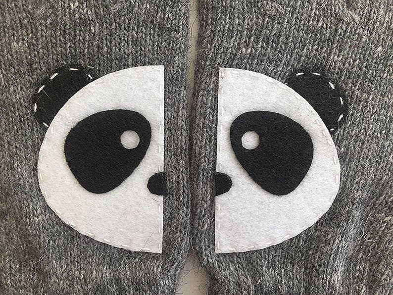 Panda Gifts, Animal Gloves, Women Mittens, Handmade Panda Gift, Valentine Clothing, Knitwear Woman, Winter Clothing, Unique Accessories image 5