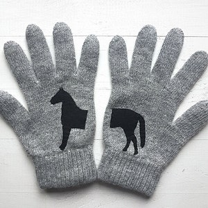 Horse Gloves, Women Mittens, Horse Lover Gift, Valentine Clothing, Animal Gloves, Unique Gift, Horse Gifts, Winter Accessories image 2