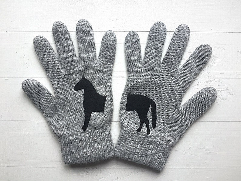 Horse Gloves, Women Mittens, Horse Lover Gift, Valentine Clothing, Animal Gloves, Unique Gift, Horse Gifts, Winter Accessories image 2