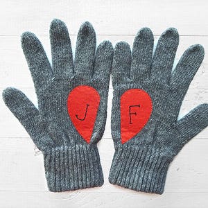 Personalized Gloves Women, Unique Heart Mittens, Handmade Personalized Gift, Couple Gift For Her, Valentine Clothing, Valentine Accessories image 2