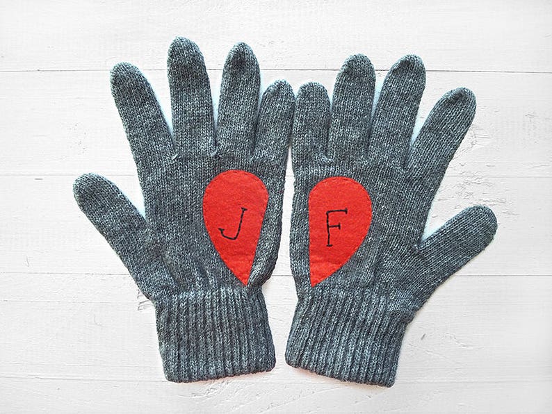 Personalized Gloves Women, Unique Heart Mittens, Handmade Personalized Gift, Couple Gift For Her, Valentine Clothing, Valentine Accessories image 2