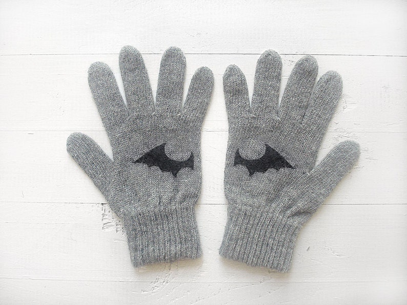 Bat Gloves Batman Gift Christmas Gift Wool Gloves Knit Gift image 3