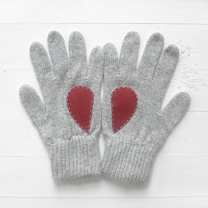 Heart Gloves, Women Mittens, Winter Accessories, Best Valentine Gift, Gray Gloves, Handmade Gift, Woman Clothing, Unique Gifts, Gift For Her image 2