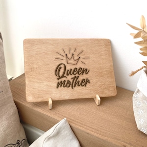 Tarjeta única para el Día de la Madre, regalo especial para mamá, tarjeta de madera grabada con la Reina Madre, regalo para mamá primeriza, el mejor regalo para ella, recuerdo para la abuela.