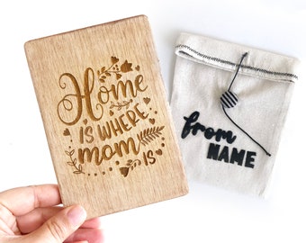 Home Is Where Mom Is Wood Card, Personalized Gift For Mom, Plywood Greeting Card, Mothers Day Celebration Card, Personalized Keepsake