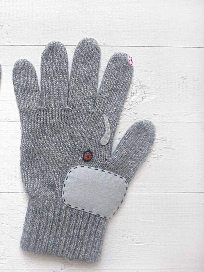 Elephant Gifts, Funny Valentine Gift, Animal Mittens, Unique Gloves, Winter Accessories, Valentine Clothing, Creative Gift, Handmade Item image 9