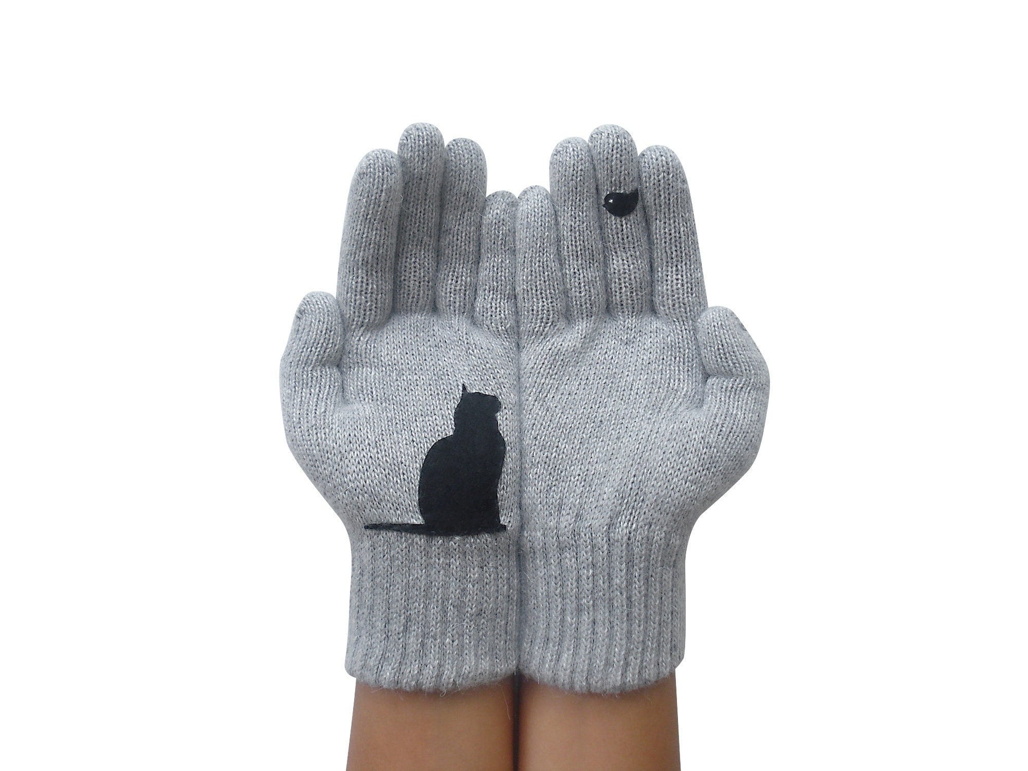 Cat Mom Gift Accessoires Handschoenen & wanten Wanten & handmoffen Zwart Katje op Fingerless Handschoenen 