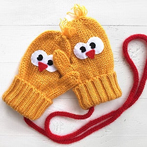 Handmade Wool Chick Mittens: Kids Winter Gloves