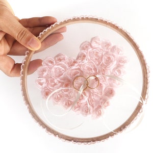 Lace Heart Ring Holder: Powder Wedding Pillow Alternative