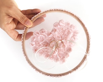 Lace Heart Ring Holder: Powder Wedding Pillow Alternative
