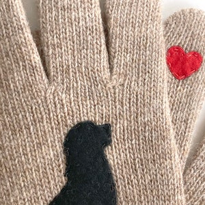 Winter Gloves with Dog and Heart, Gift For Dog Lover, Puppy Owner Accessories, Dogs Parent Clothing, Woman Dog Mittens, Pet Memorial Gift image 6