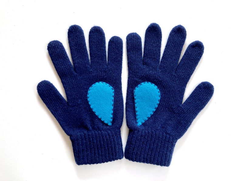 Women Navy Gloves, Heart Mittens Woman, Unique Valentine Gift, Handmade Item, Best Gift For Wife, Winter Fashion, Knitwear For Woman image 2
