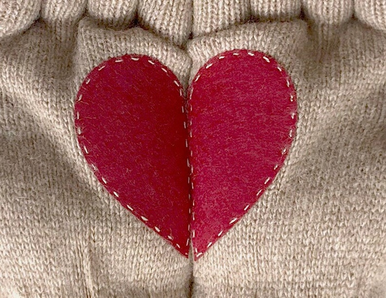 Women Heart Gloves, Unique Fingerless Mittens, Handmade Winter Accessories, Gift for Girlfriend, Texting Glove with Heart, Cold Weather Gift image 9