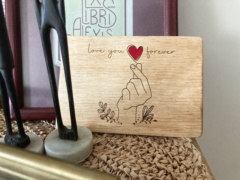 Love You Forever Wood Card, Plywood Card for Mom, New Mom Gift, Mothers Day Card, Personalized Package, Greeting Card, Unique Birthday Card image 8