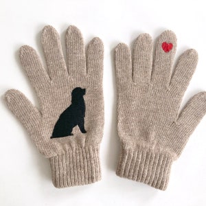 Winter Gloves with Dog and Heart, Gift For Dog Lover, Puppy Owner Accessories, Dogs Parent Clothing, Woman Dog Mittens, Pet Memorial Gift image 2