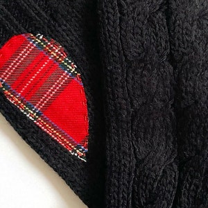 Black Fingerless Gloves, Tartan Heart, Women Mittens, Woman Clothing, Valentines Day Gifts, Heart Mittens, Handmade Gift, Best Gift For Her image 10