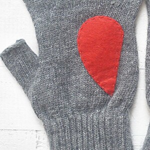 Fingerless Mittens, Texting Gloves, Women Gloves, Valentines Day Gift, Heart Mittens, Unique Item, Knit Gifts Woman, Handmade Clothing image 8