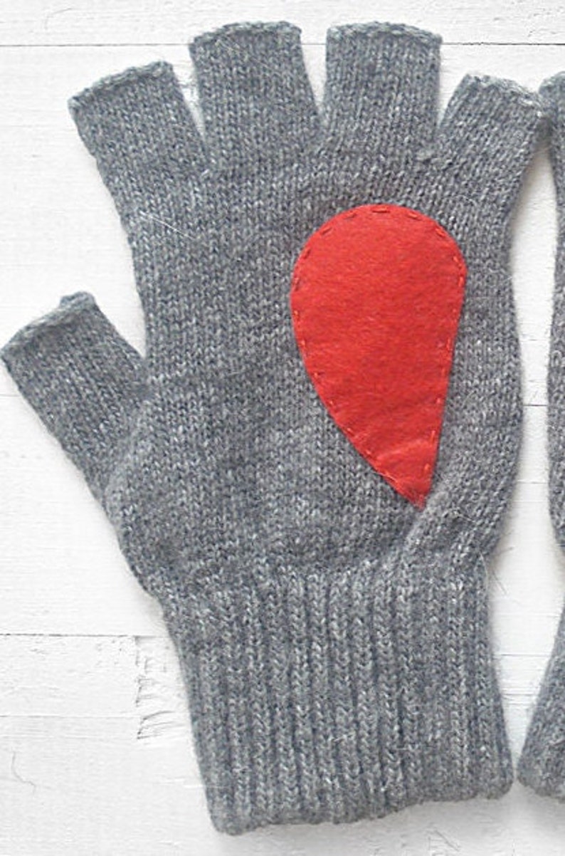 Fingerless Mittens, Texting Gloves, Women Gloves, Valentines Day Gift, Heart Mittens, Unique Item, Knit Gifts Woman, Handmade Clothing image 8