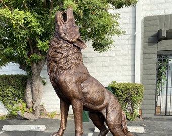 84&quot;H Howling Wolf Bronze Sculpture Statue signed Max Turner