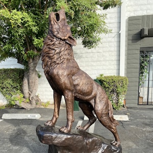 84&quot;H Howling Wolf Bronze Sculpture Statue signed Max Turner