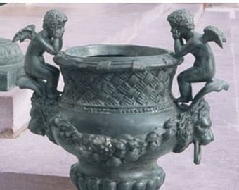 Cast Bronze Garden Urns,  Garden planter urn cast in the traditional lost wax bronze method