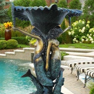 2 Mermaids with Fish Monumntal Bronze Fountain by Max Turner, Signed, Rare